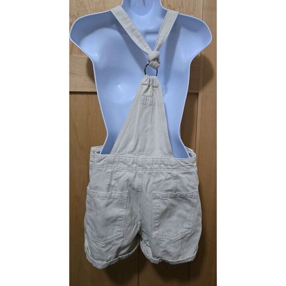 Pilcro Cream Button Detail Overall Shorts Adjustable Straps Back Pockets Size 26 - Picture 6 of 10